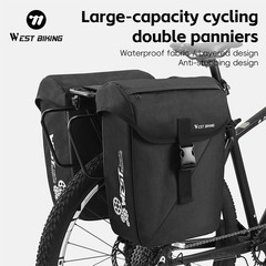 WEST BIKING Bike Double Pannier Set Waterproof Bicycle Rear Rack Pack Bag 32L