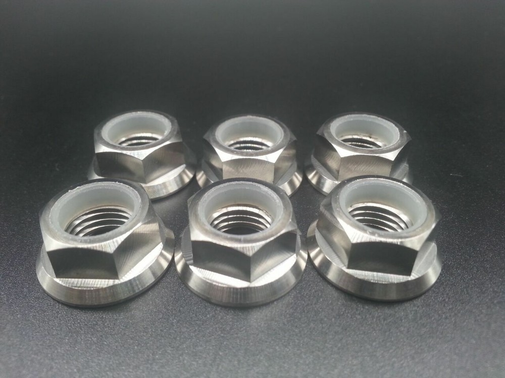 6X Titanium Ti M10x1.25mm Pitch Sprocket Flange Lock Nut For Motorcycle Bike