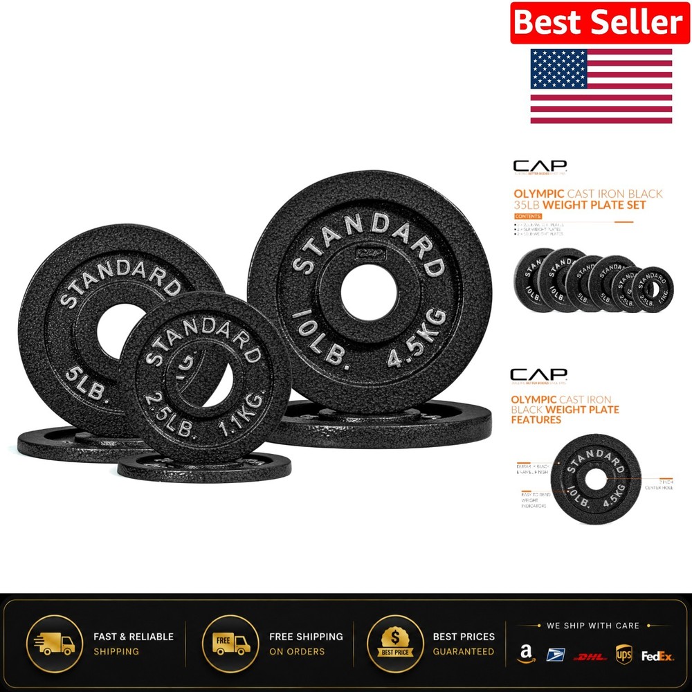 Cast Iron Olympic Weight Plates – 6 Pack with Easy Weight Identification