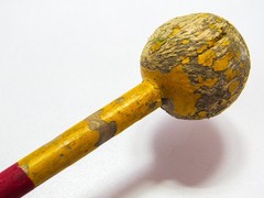 Unknown 8-1/2&Prime; Vintage All-Wood Fishing Bobber Float, Red White Stripes, Yellow
