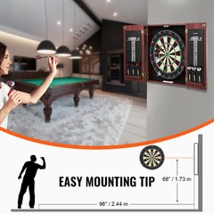 Dartboard and Cabinet Set Official Size Complete Accessory Steel Tip Dart
