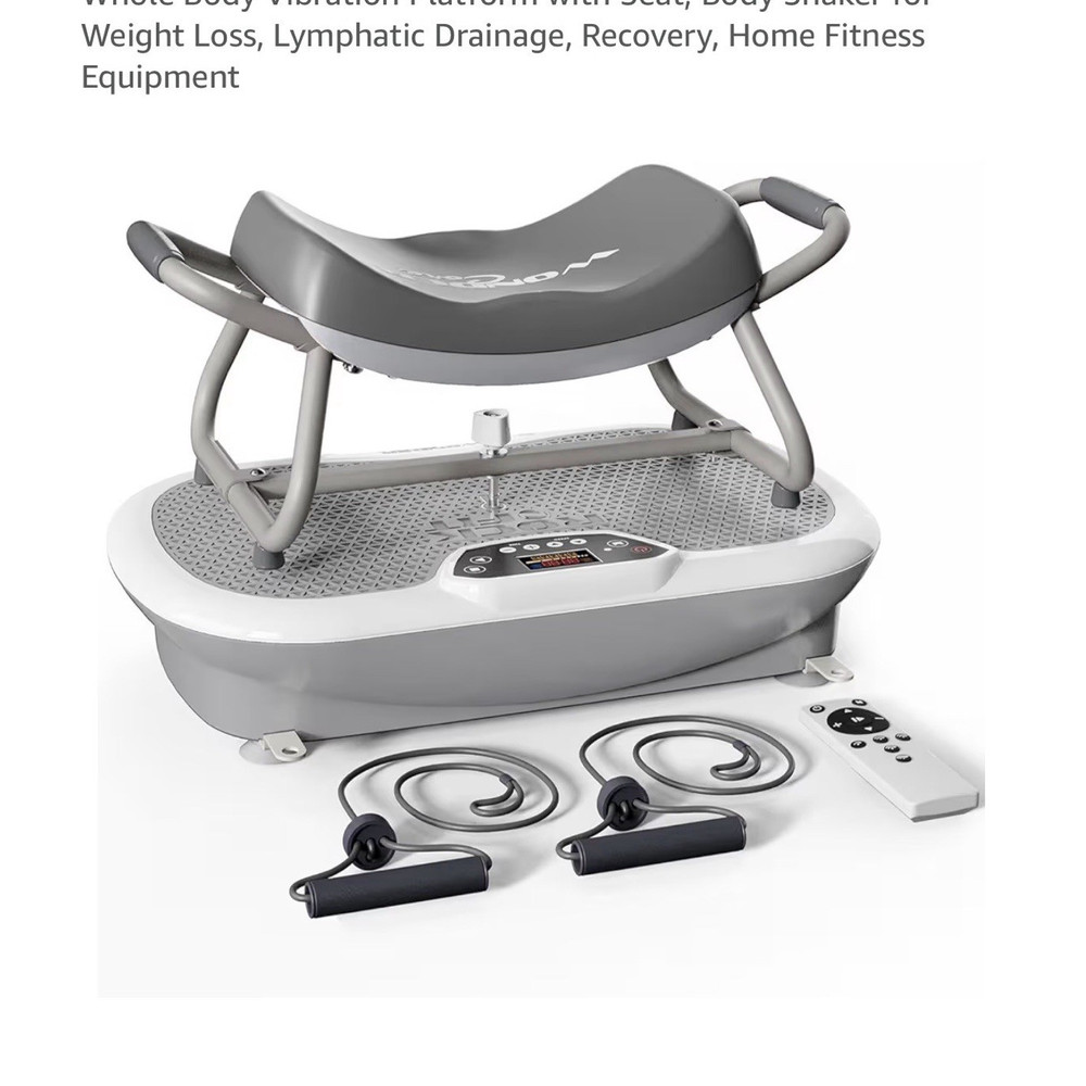 Wonder Core Rock N Fit 4D-Vibration Plate, LCD, Remote, Chair, 330 lb, Gray