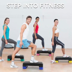 Fitvids 18&Prime; Workout Aerobic Stepper Platform, Adjustable Risers, Black/Yellow