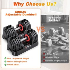 Pre-Owned Adjustable Dumbbells Set of 2 55LB Quick Adjust Anti-Slip Home Gym