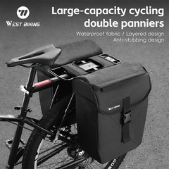 WEST BIKING Bike Double Pannier Set Waterproof Bicycle Rear Rack Pack Bag 32L