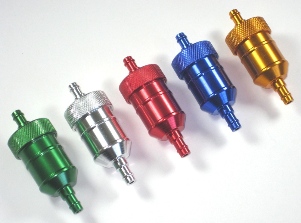 BILLET ALUMINUM IN LINE FUEL FILTER 1/4&Prime; FOR GO KARTS ATV DUNE BUGGY MOTORCYCLE