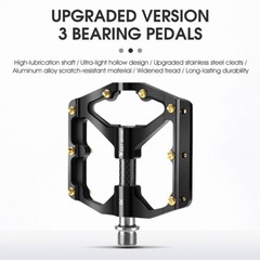 WEST BIKING Carbon Fiber Axle 3 Bearings MTB Road Bike Bicycle Flat Pedals 9/16&Prime;