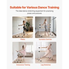 Uimoso 4Ft Freestanding Adjustable Ballet Barre for Dance and Fitness Training