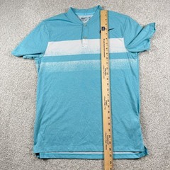 Nike Golf Polo Mens Medium Blue Dri-FIT Modern Fit Blade Collar Stripe Shirt