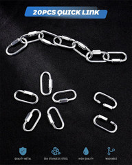 20 Pack Alloy M3.5 Chain Link, 1/8 Inch D Shape Locking Quick Chain Repair Links