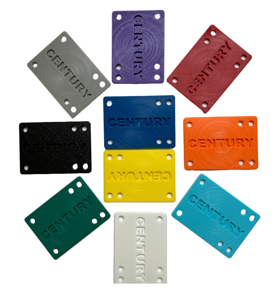 Century Skateboard Riser Pads 1/8 in – Universal (old & new school) Color Choice