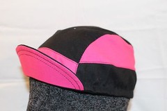 CYCLING CAP 7 PANELS BLACK&FUCHSIA 100% COTTON HANDMADE