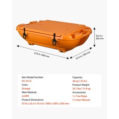 Uimoso 40 QT Floating Cooler Ice Chest for Water, Land, and Lake – Orange
