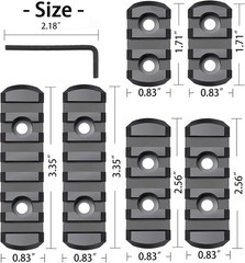 6 Pack Lock Picatinny Rail 3/5/7/9/11/13 Slot Set M-Lok Picatinny Rail