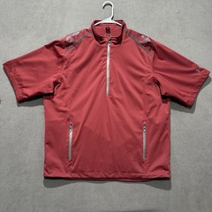 Under Armour Golf Jacket Mens L Red Short Sleeve 1/2 Zip Performance Windstopper
