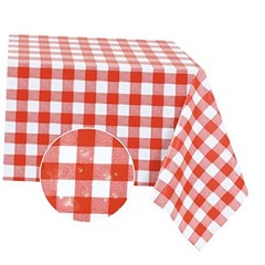 Rectangle Vinyl Tablecloth, 100% 52&Prime; x 70&Prime; (Rectangular) Red and White