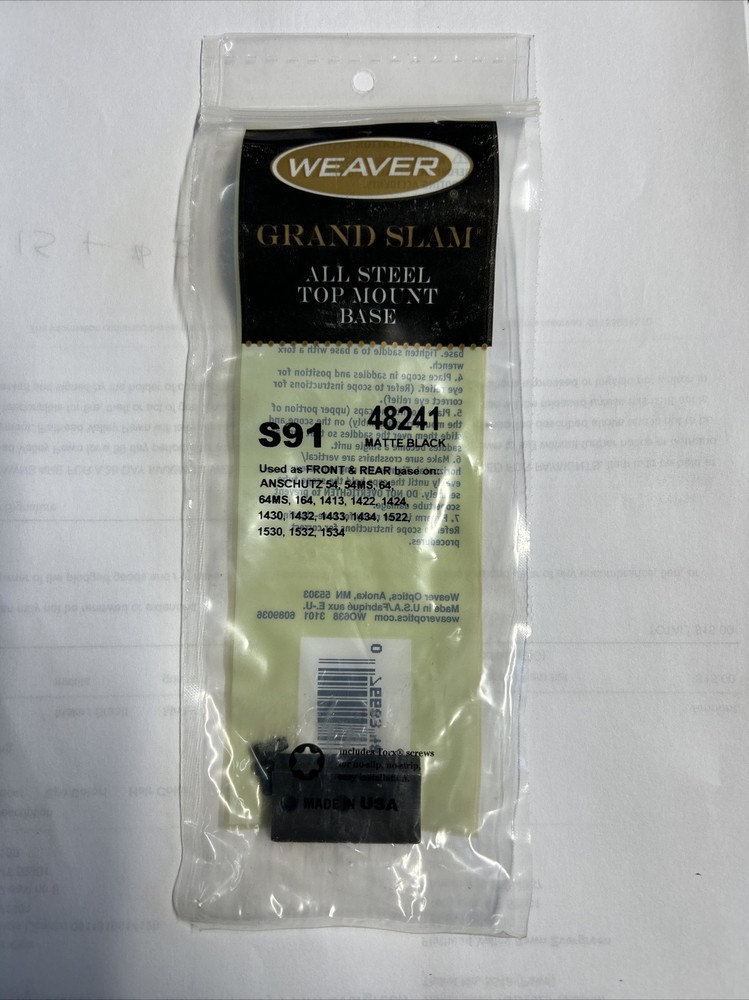 Weaver Grand Slam All Steel Top Mount Base – S91 48241 Black Free Shipping