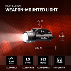 TLR-1 HL 1000 LM rail mounted tactical flashlight Metal Flash Light Black – USA