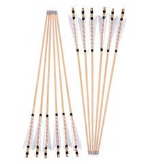 12X 32&Prime; Archery Feather Wooden Arrows Traditional Longbow Recurve Bow Hunting