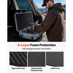 Uimoso Durable Waterproof Rifle Case with Customizable Foam Insert – Grey