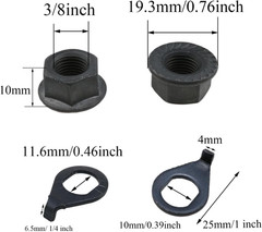 -Bicycle Hub 3/8 Inch Black Flange Shaft Nut Kits, with Front and Rear Bicycle W