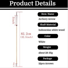 12X 32&Prime; Archery Feather Wooden Arrows Traditional Longbow Recurve Bow Hunting