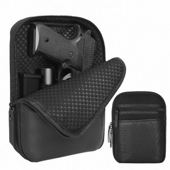 Carry Gun Pouch Concealed Pistol Holster Pack Black Waist Pocket Bag Belt Loops