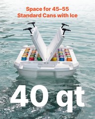 Uimoso 40QT Floating Cooler Ice ChestDual-Sided Lids for Water Land & Lake White