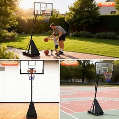 Basketball Hoop Outdoor W/ Portable 44&Prime;/52&Prime; Backboard Adjustable Basketball Goal