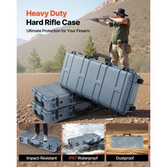 Uimoso Durable Waterproof Rifle Case with Customizable Foam Insert – Grey