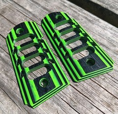 Kimber Micro 9 Laminate Style Black & Green Grips Plastic