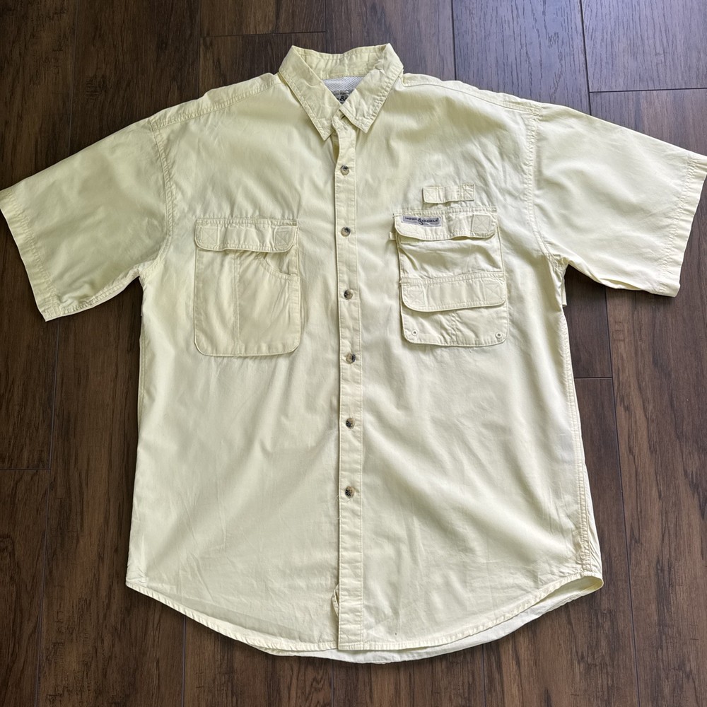 Hook & Tackle Outfitters Men&rsquo;s L Yellow SS Fishing Outdoor Vented Utility Shirt