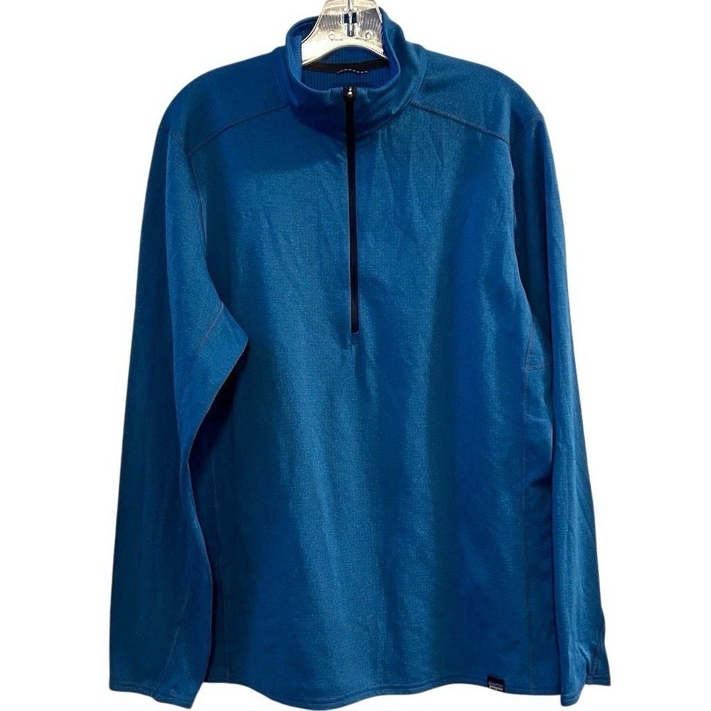 Patagonia Men&rsquo;s L Blue 1/4 Zip Pullover Baselayer Long Sleeve Top