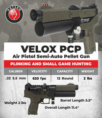 Hatsan Velox Bolt Semi-Auto PCP OD Green .22 Cal Air Pistol HGVLX22OD