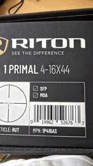 Riton Optics Primal 4-16×44 Rifle Scope RUT Reticle Mint 1P416AS