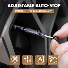 Adjustable Auto-Stop Tire Deflator Kit 10-30 PSI Screw-on Tyre Air Down Tool