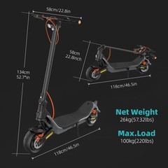 Electric Scooter up to 25Mph 35Miles Disc Brakes with EABS Fingerprint Unlock