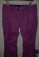 RIDE SNOWBOARDS SKI PANTS WOMENS SZ M NEON PURPLE STRATA HD11 ZIP PKTS BOOT EUC