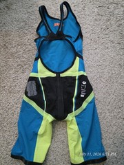 Arena Women&rsquo;s Competitive Racing Kneeskin Swimsuit Size 28 Blue Black Green