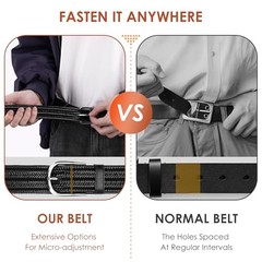 Genuine Leather Braided Belt for Men, 3.5cm Wide Stretch Woven Golf Belt,