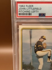 1982 Fleer John Littlefield Pitching Lefty Error #576 PSA 8 Reverse Negative