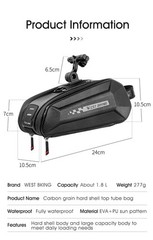 WEST BIKING Bike Saddle Bag Waterproof Hard Shell Bicycle Seat Tail Bag 1.8L