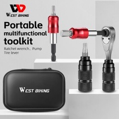 WEST BIKING Bike Repair Tool Ratchet Wrench Pump Tire Lever Storage Bag Kit New