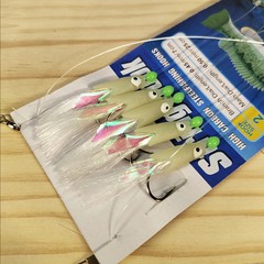 10PK Sabiki Bait Rigs Saltwater Fishing Lure Fish Skin Carbon Hook Rig 1#2#3#