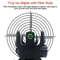 Foldable Iron Sights Flip-up Front and Rear Sight Fiber Optics Dual Aiming Mode