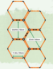 Hex Agility Rings (6 Set) with Carry Bag, Portable Hexagon Speed Rings for Footw