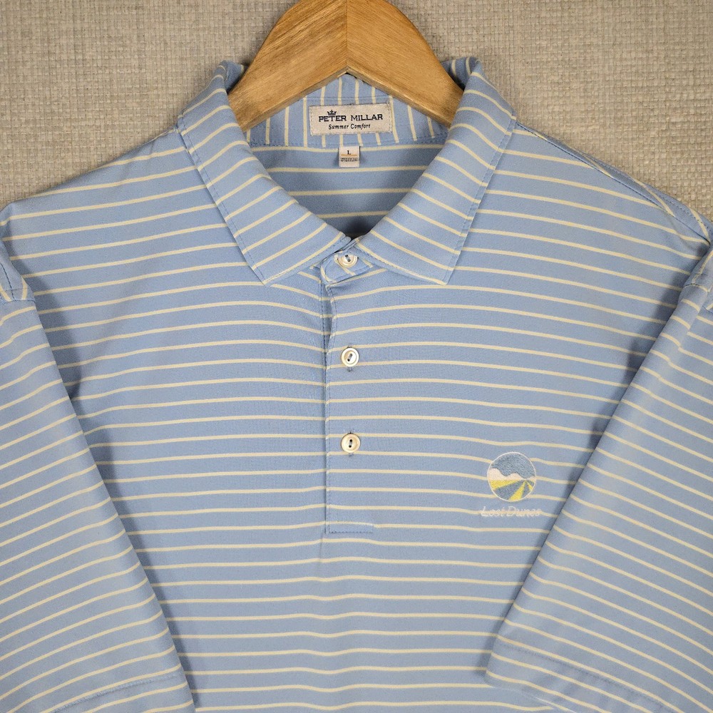 PETER MILLAR x LOST DUNES MICHIGAN Mens Large Polo Shirt Summer Comfort Golf