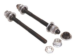3/8&Prime; x 26T BMX bicycle chromoly axle set (FRONT w/ FLATS & REAR) – BLACK