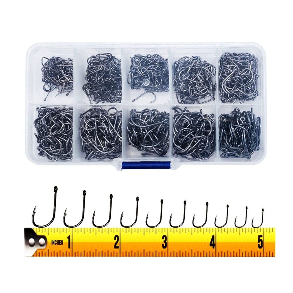 300PCS Small High-Carbon Steel Barbed Fishing Varies (Small To Large), Silver