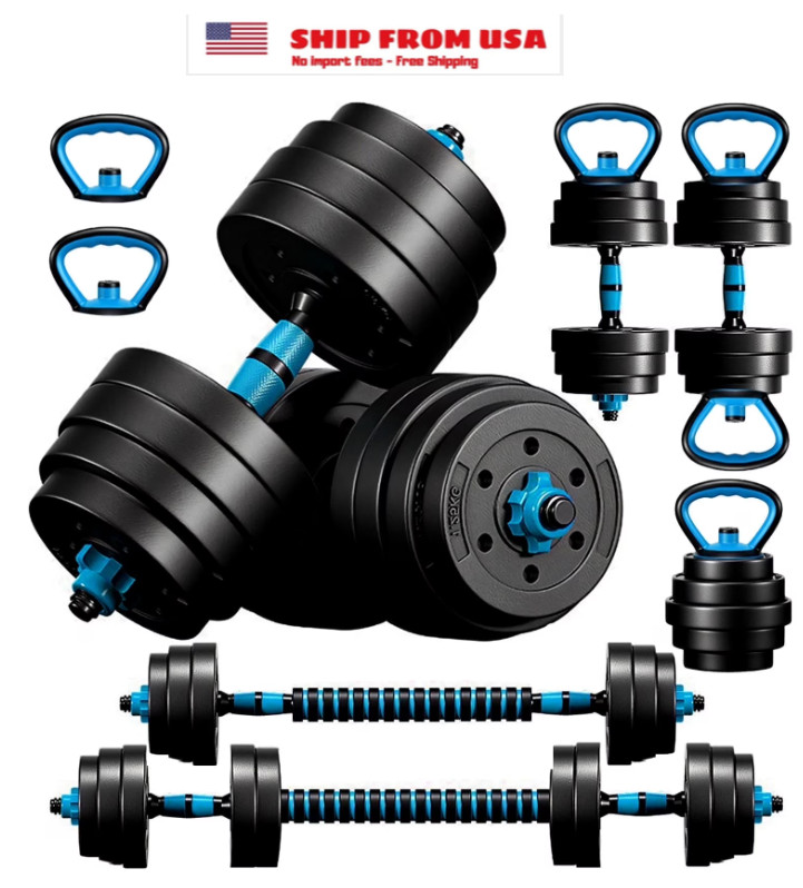 Adjustable Dumbbells, 45LBS 4-in-1 Portable Changeable Dumbbell, Kettlebells